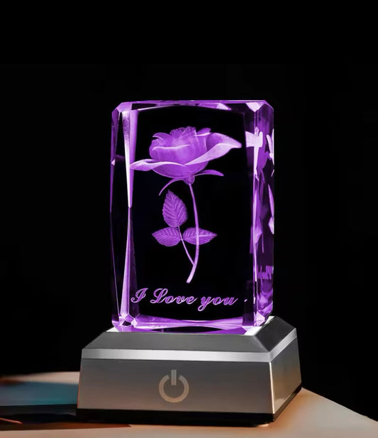 Lampada con Rosa di Cristallo e Dedica Romantica