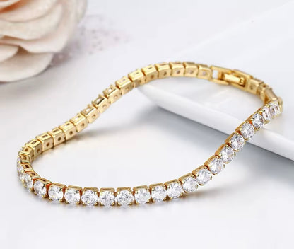 Bracciale Tennis con Zirconi da 4mm Oro/Argento