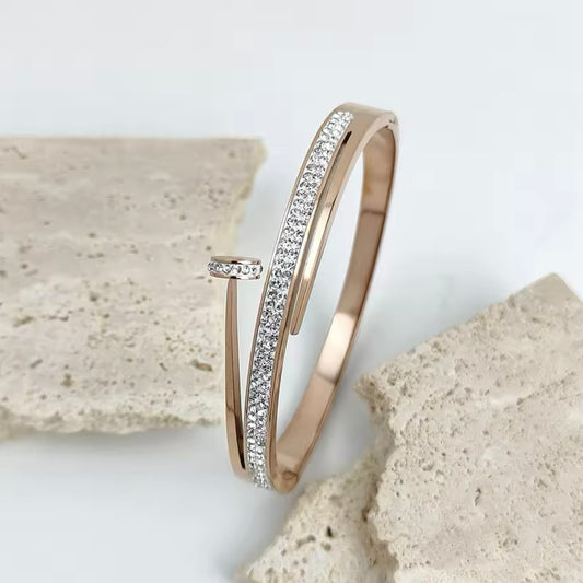 Bracciale Minimal con Zirconi Oro/Oro Rosa/Argento