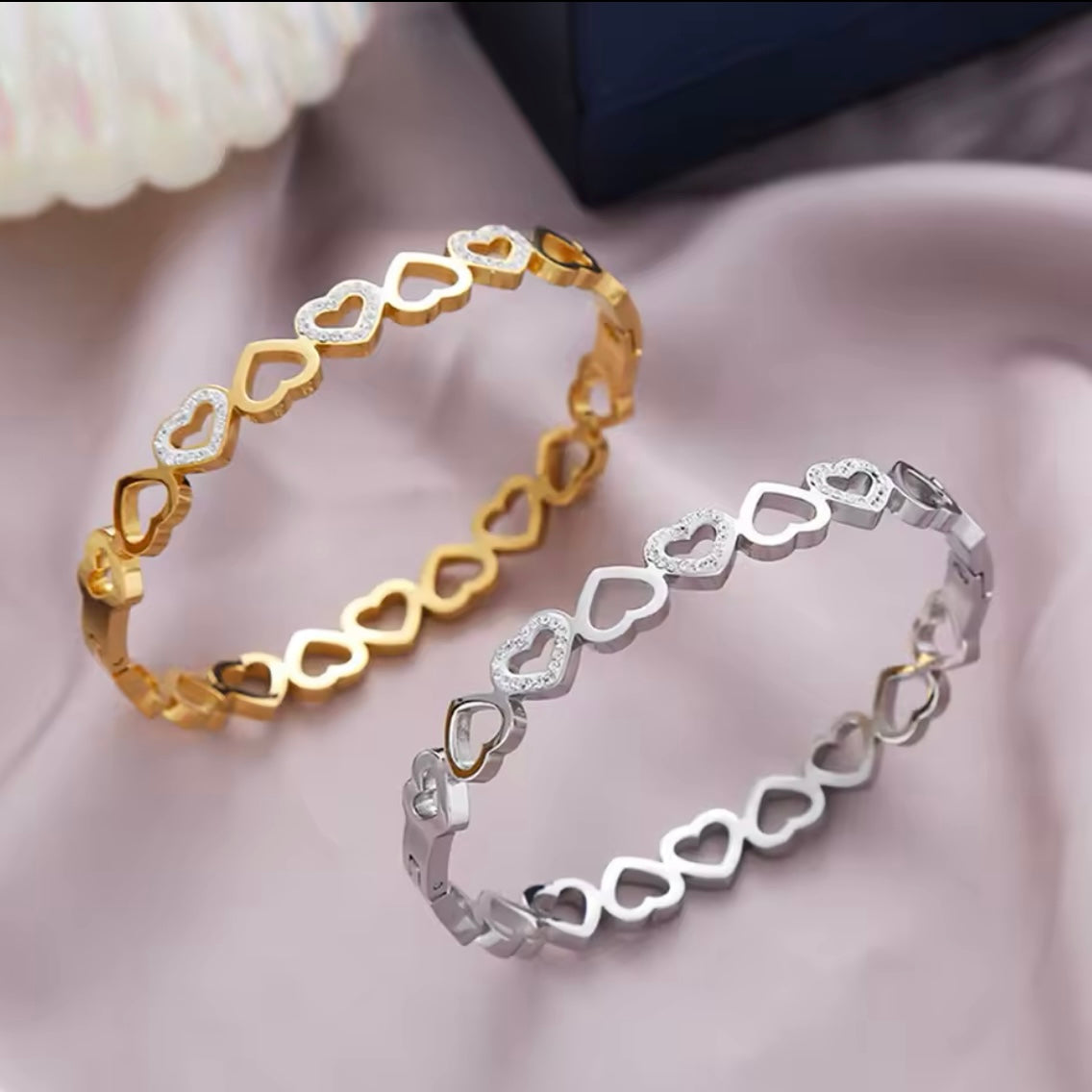 Bracciale 'Love' con Zirconi Oro/Argento