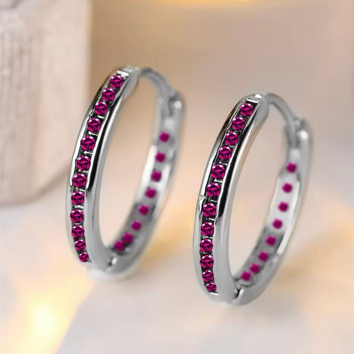 Orecchini con Zirconi Viola Oro/Oro Rosa/Argento