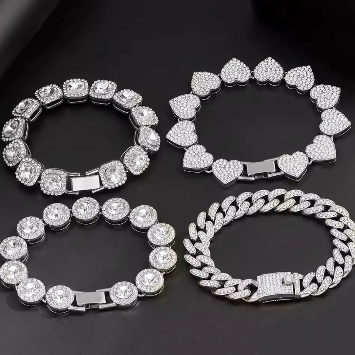 Bracciali 'Full Iced' con Zirconi Bianchi - Argento