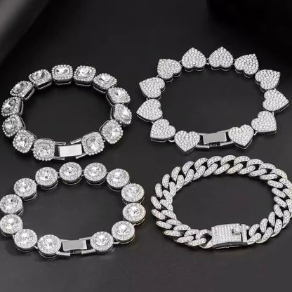 Bracciali 'Full Iced' con Zirconi Bianchi - Argento