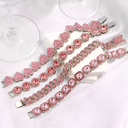 Bracciali 'Full Iced' con Zirconi Rosa - Argento