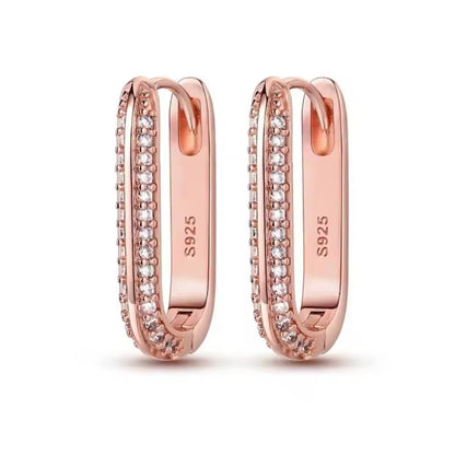 Orecchini a Spilla Argento 925 con Zirconi Oro/Oro Rosa/Argento