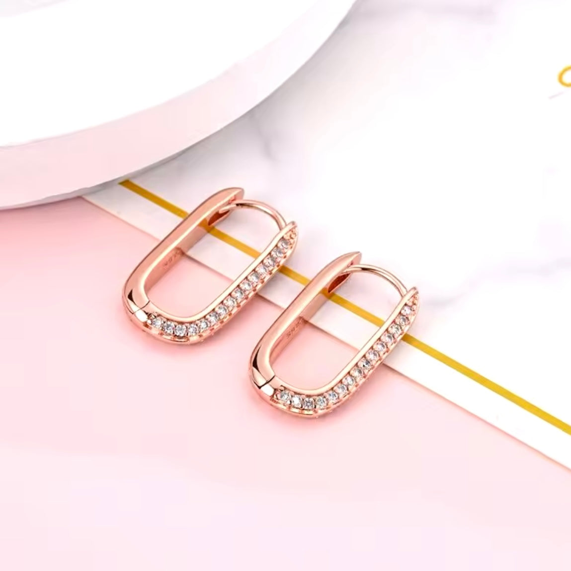 Orecchini a Spilla Argento 925 con Zirconi Oro/Oro Rosa/Argento