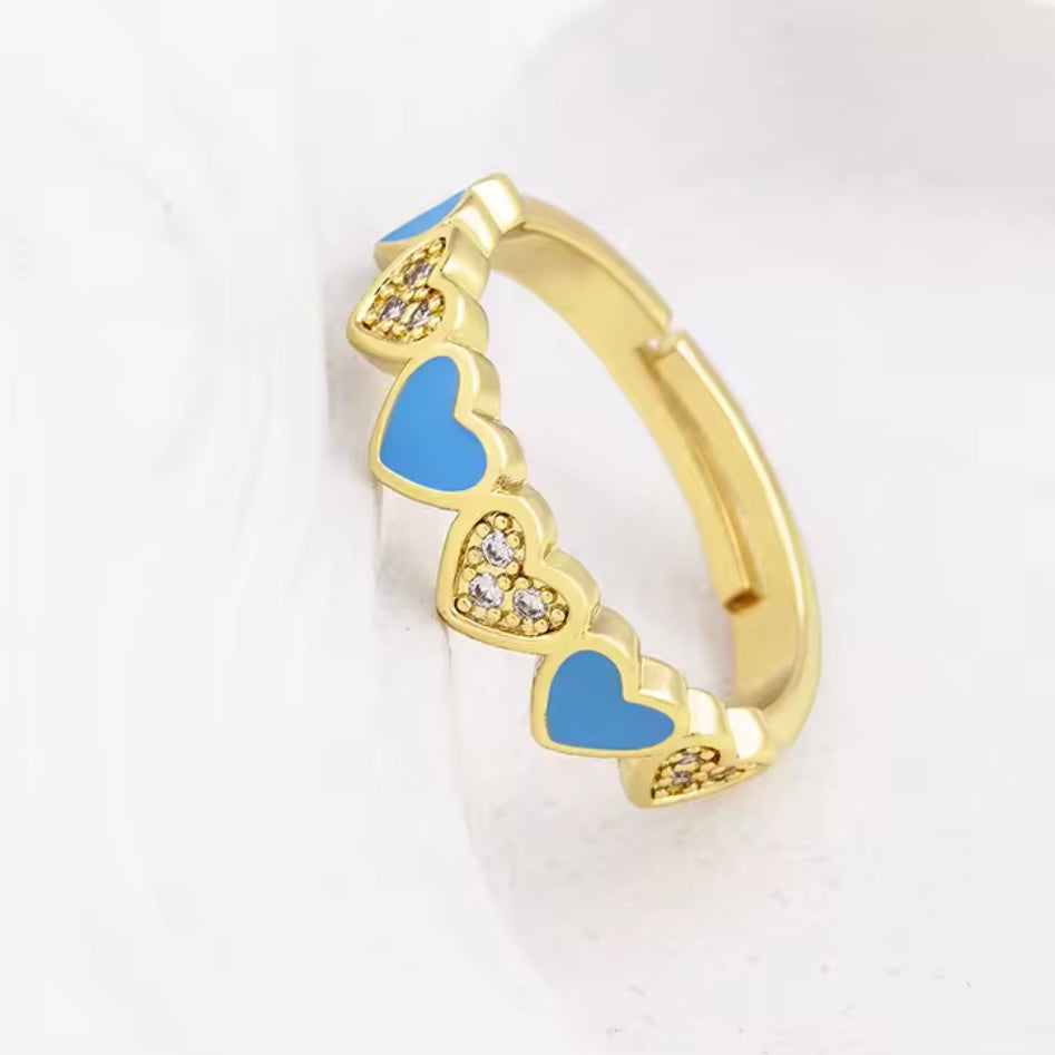 Anello 'Minimal Love' Colorato con Zirconi Oro