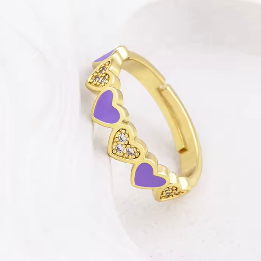 Anello 'Minimal Love' Colorato con Zirconi Oro