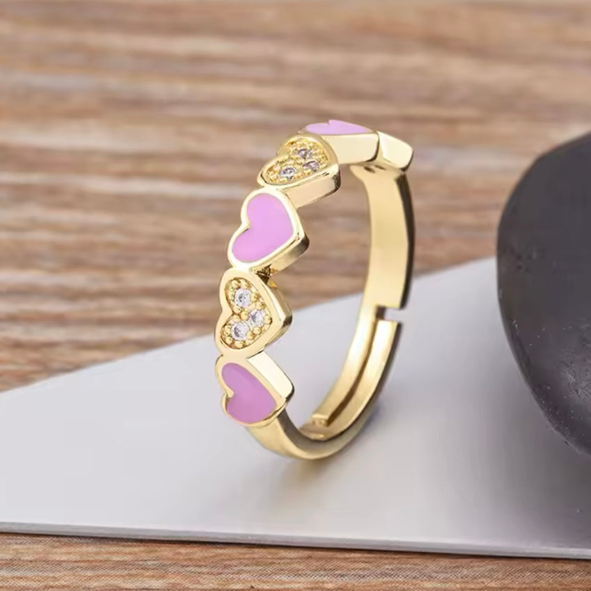 Anello 'Minimal Love' Colorato con Zirconi Oro